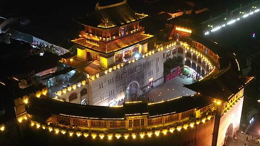 河南洛阳市丽景门古建筑夜景视频的预览图
