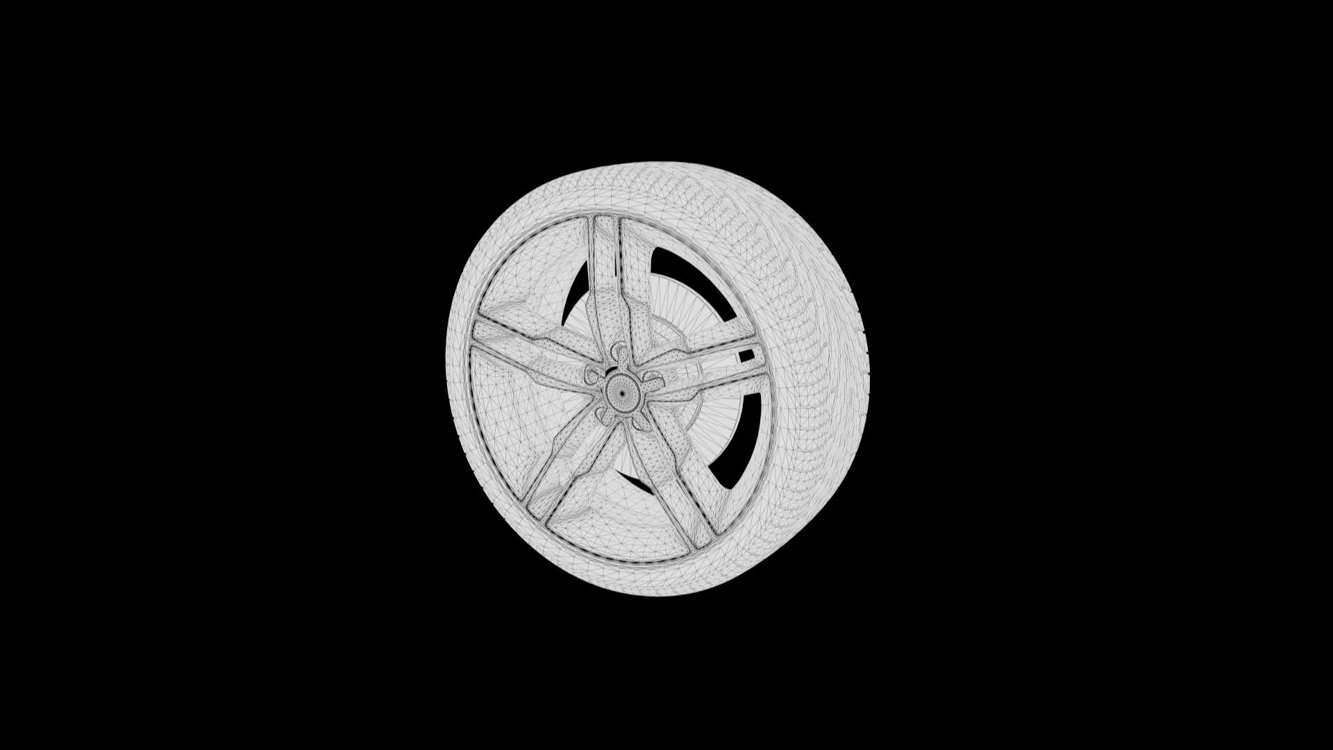 汽车轮胎线框外轮廓结构渲染效果视频的预览图