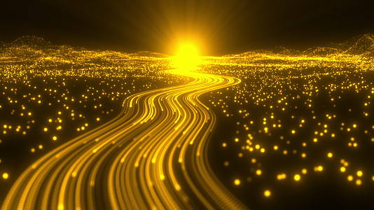 创意金色粒子线条河流背景视频的预览图