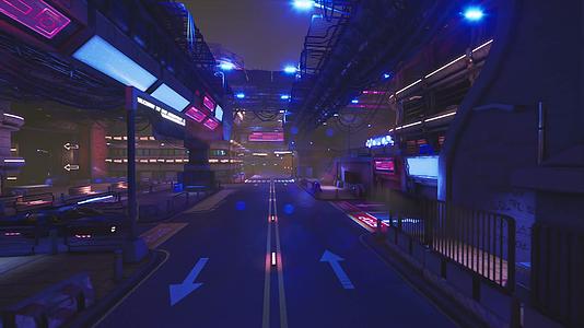 赛博朋克科幻未来城市街道场景视频的预览图