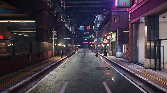 日本霓虹赛博朋克城市街道视频的预览图