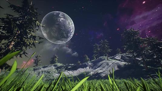 三维夜晚星空月球创意背景视频的预览图