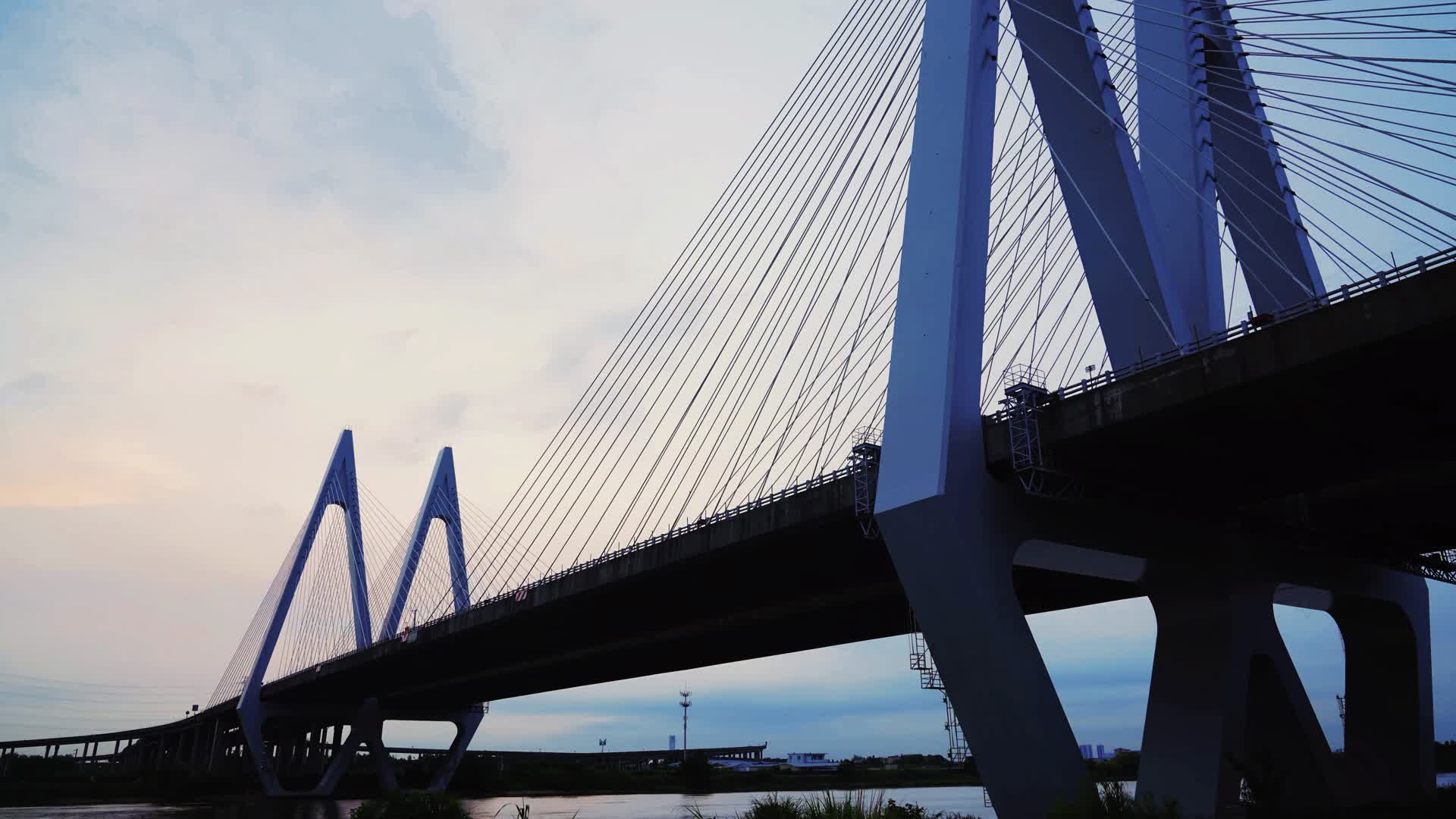 晨曦中的李家沙特大桥延时视频的预览图