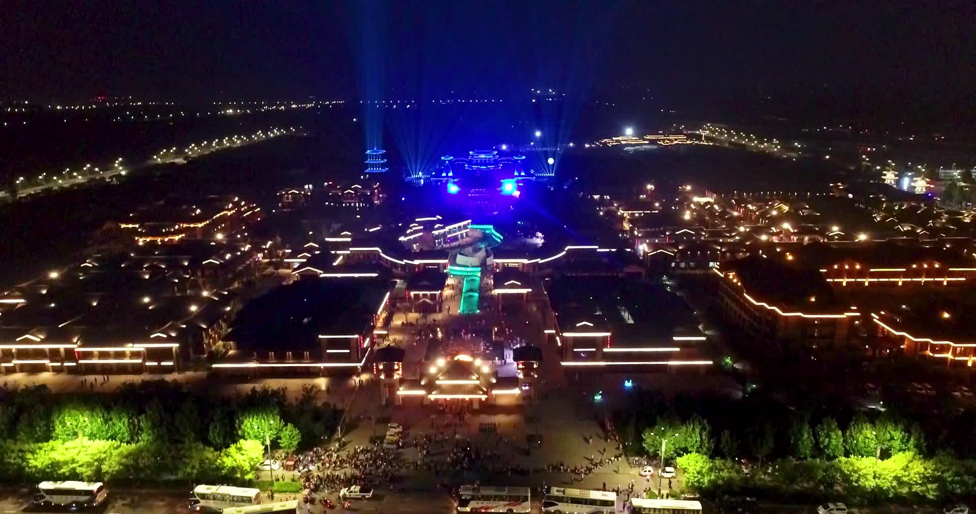 4K航拍焦作云台古镇夜景全景视频的预览图