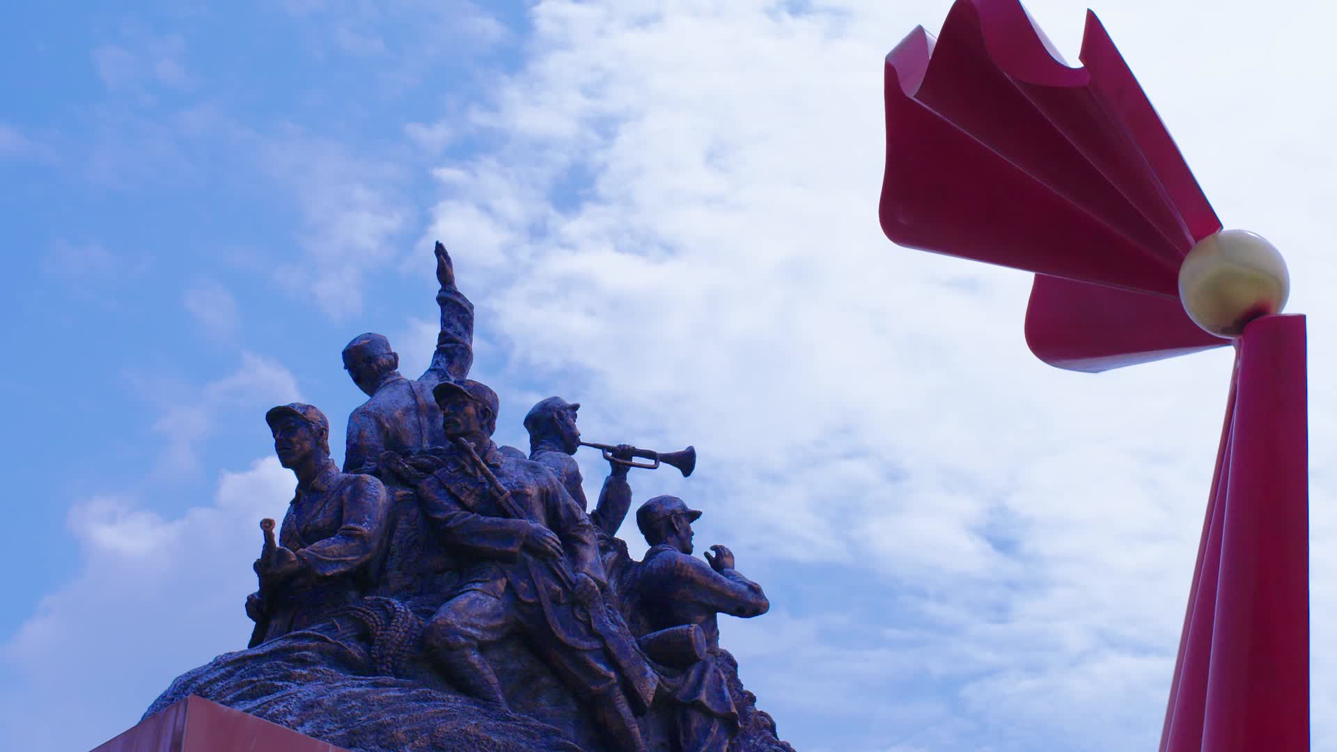 红军雕像云阳改编八路军誓师红军改编视频的预览图