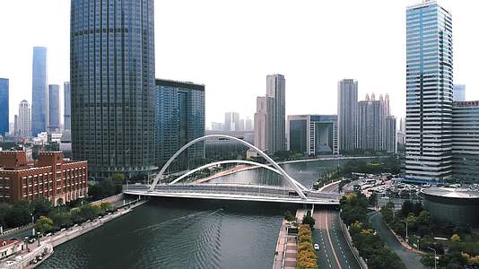 天津海河解放桥市中心航拍视频的预览图
