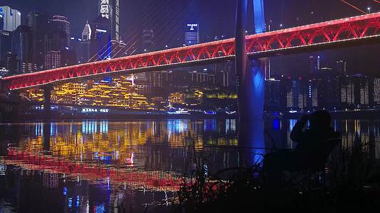 重庆著名景点洪崖洞江对岸夜景视频的预览图