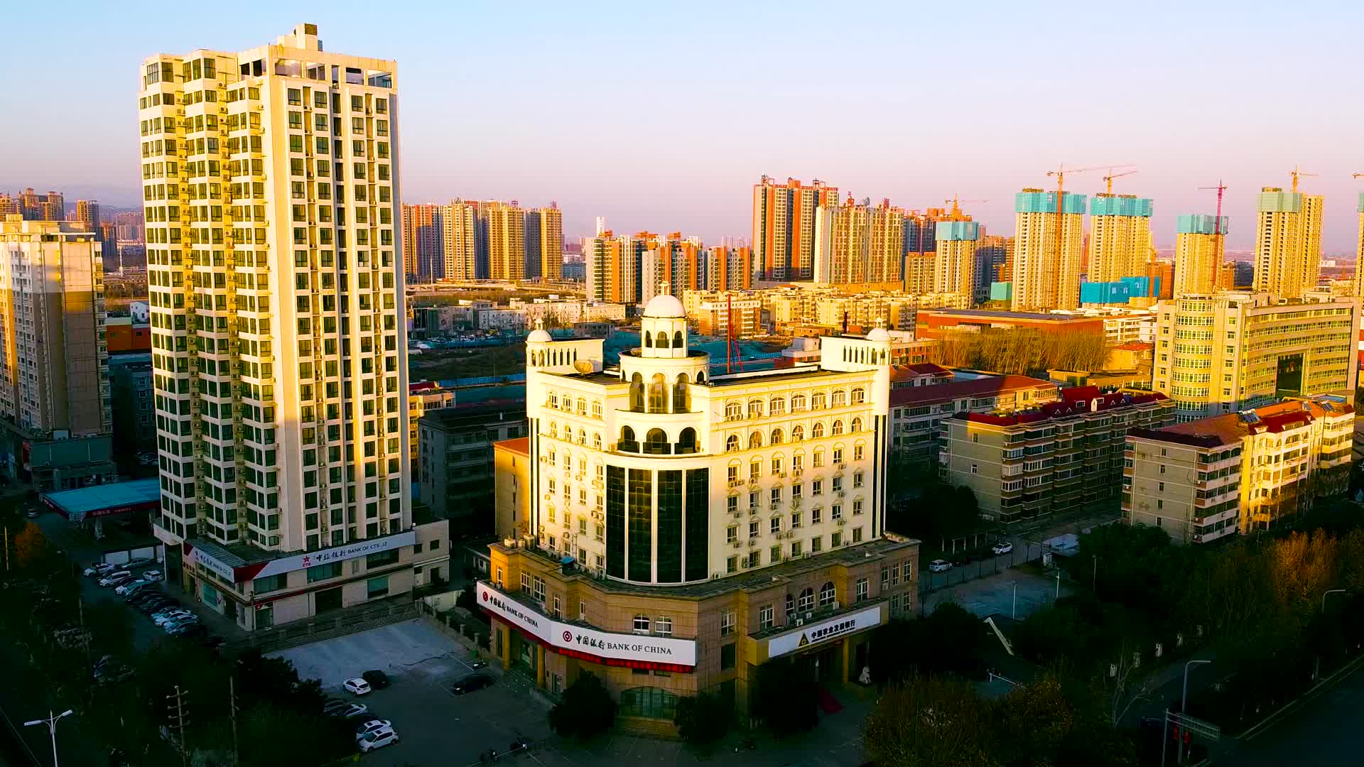 航拍焦作城市建筑中国银行视频的预览图