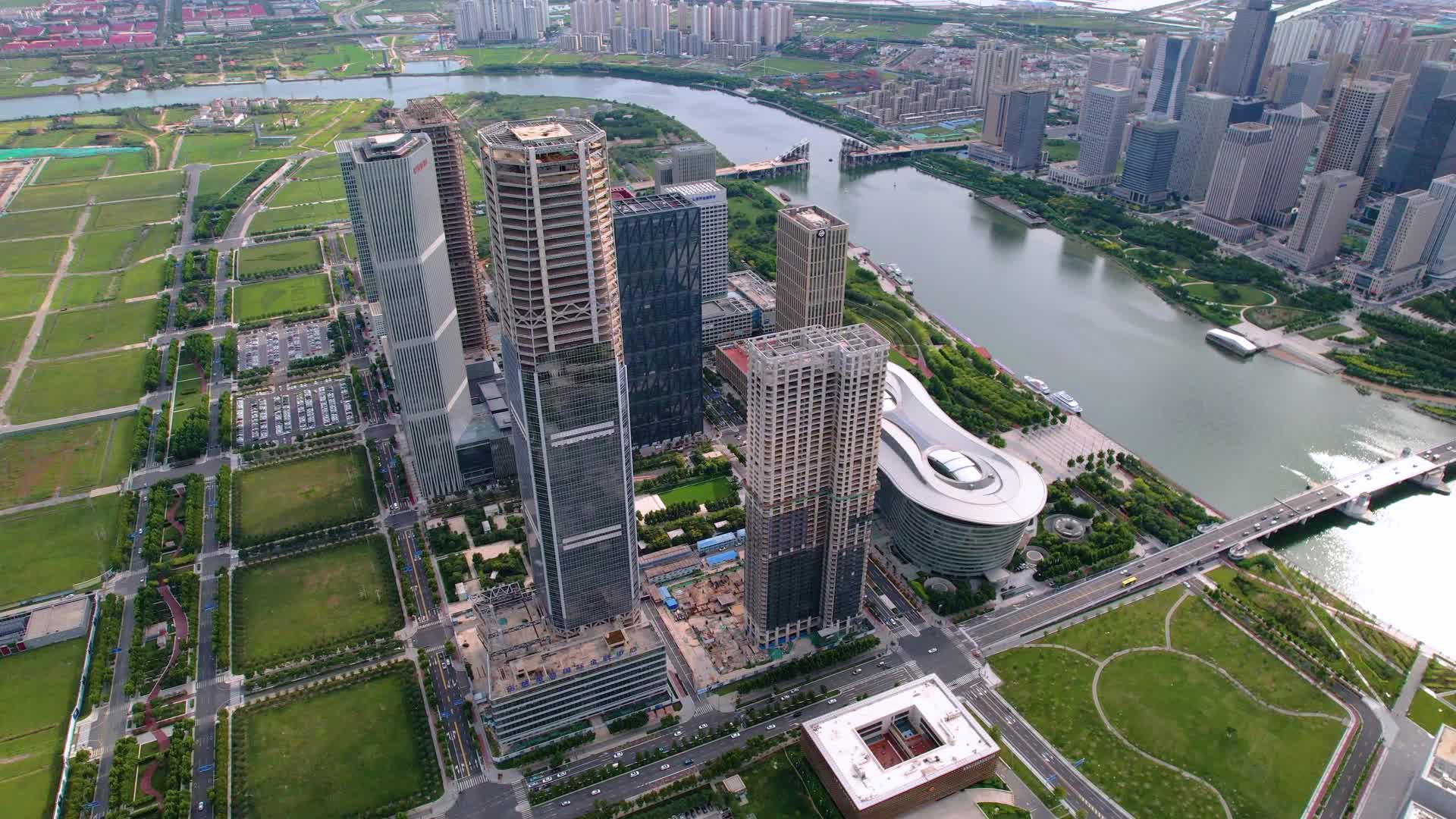 天津滨海新区于家堡商业区航拍视频的预览图