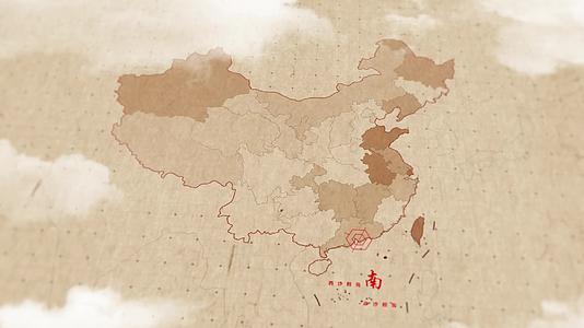 复古中国地图ae模板视频的预览图