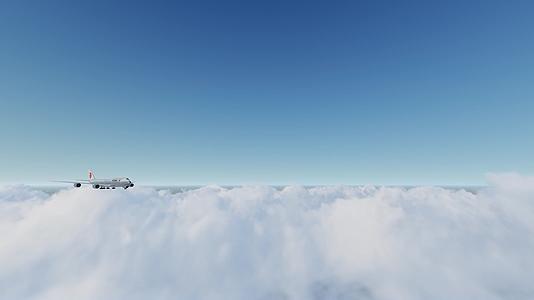 大型喷气式波音飞机客机在云层中飞过视频的预览图