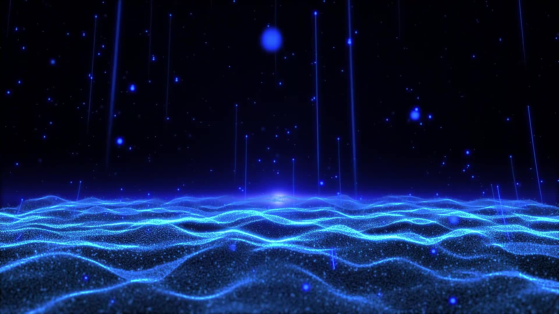 4K蓝色科技波浪粒子上升ae模板视频的预览图