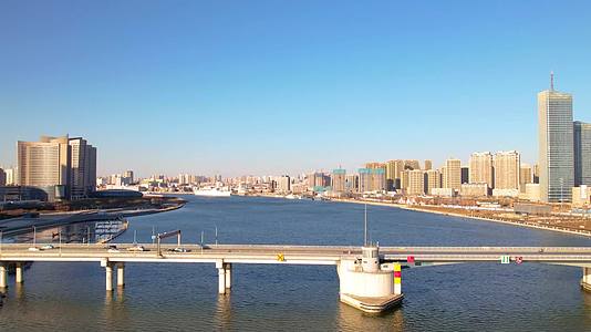 天津滨海新区于家堡商业区延时航拍视频的预览图