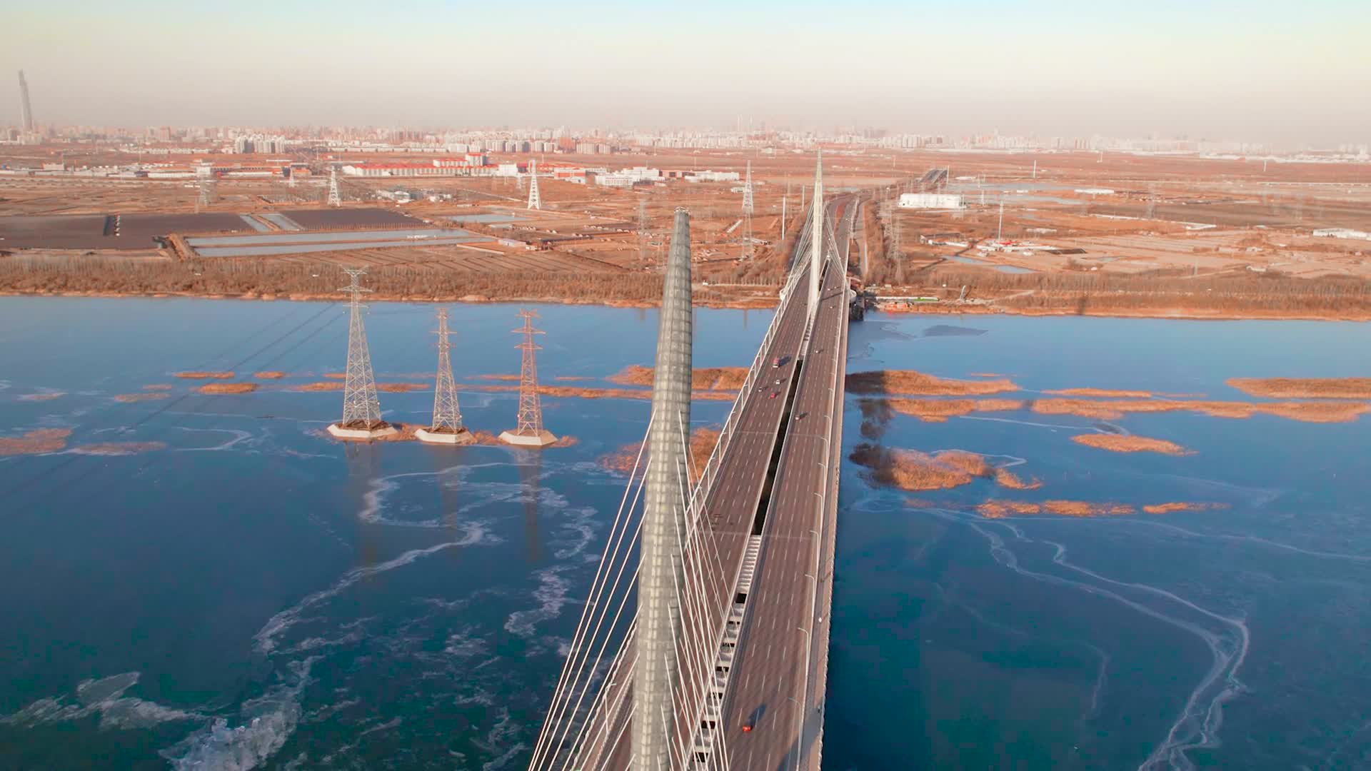 天津团泊新桥冬季延时航拍视频的预览图