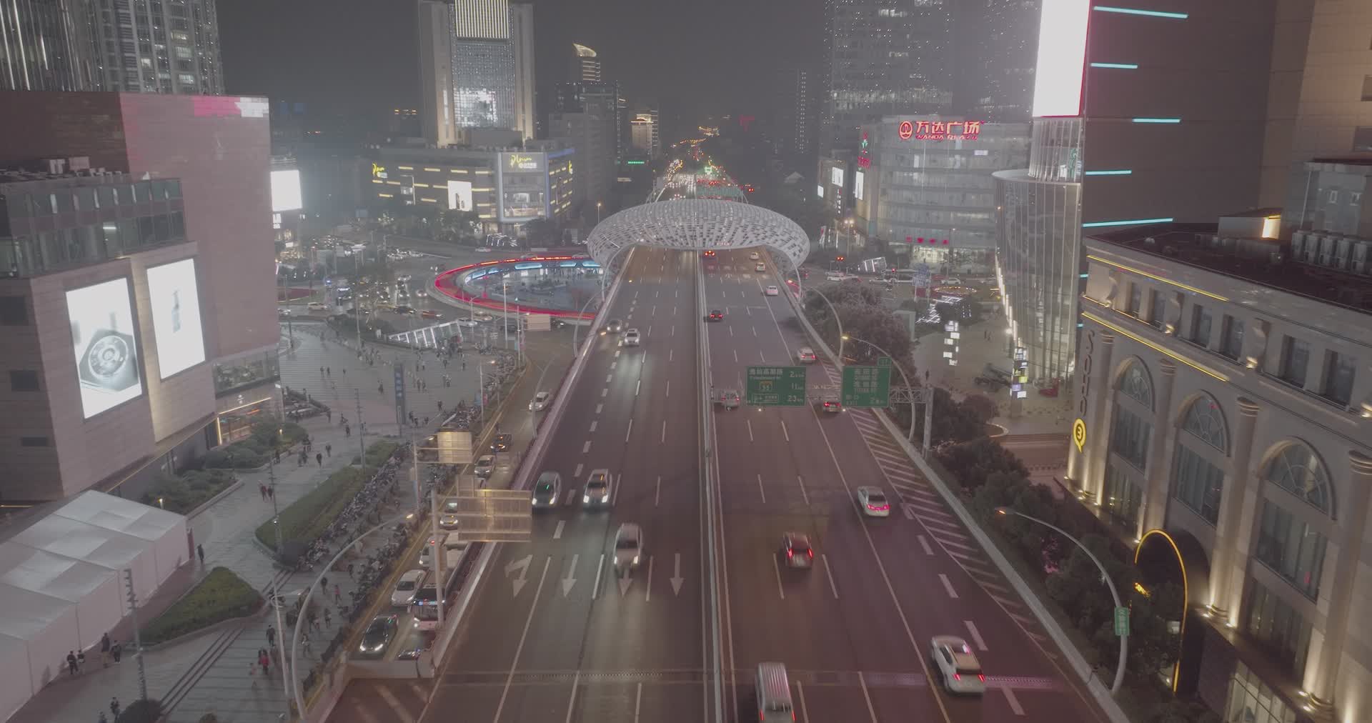 上海五角场沪闵高架路夜景4K超高清航拍视频的预览图