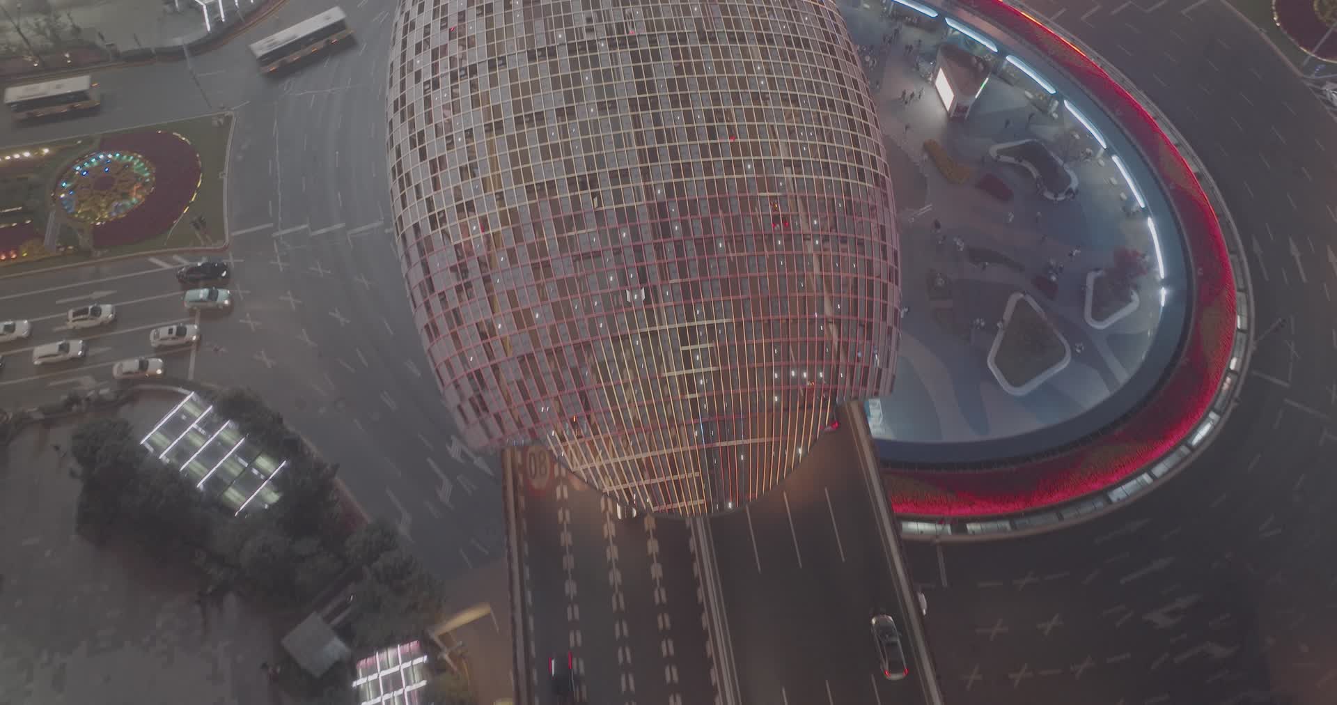 上海五角场沪闵高架路夜景4K超高清航拍视频的预览图