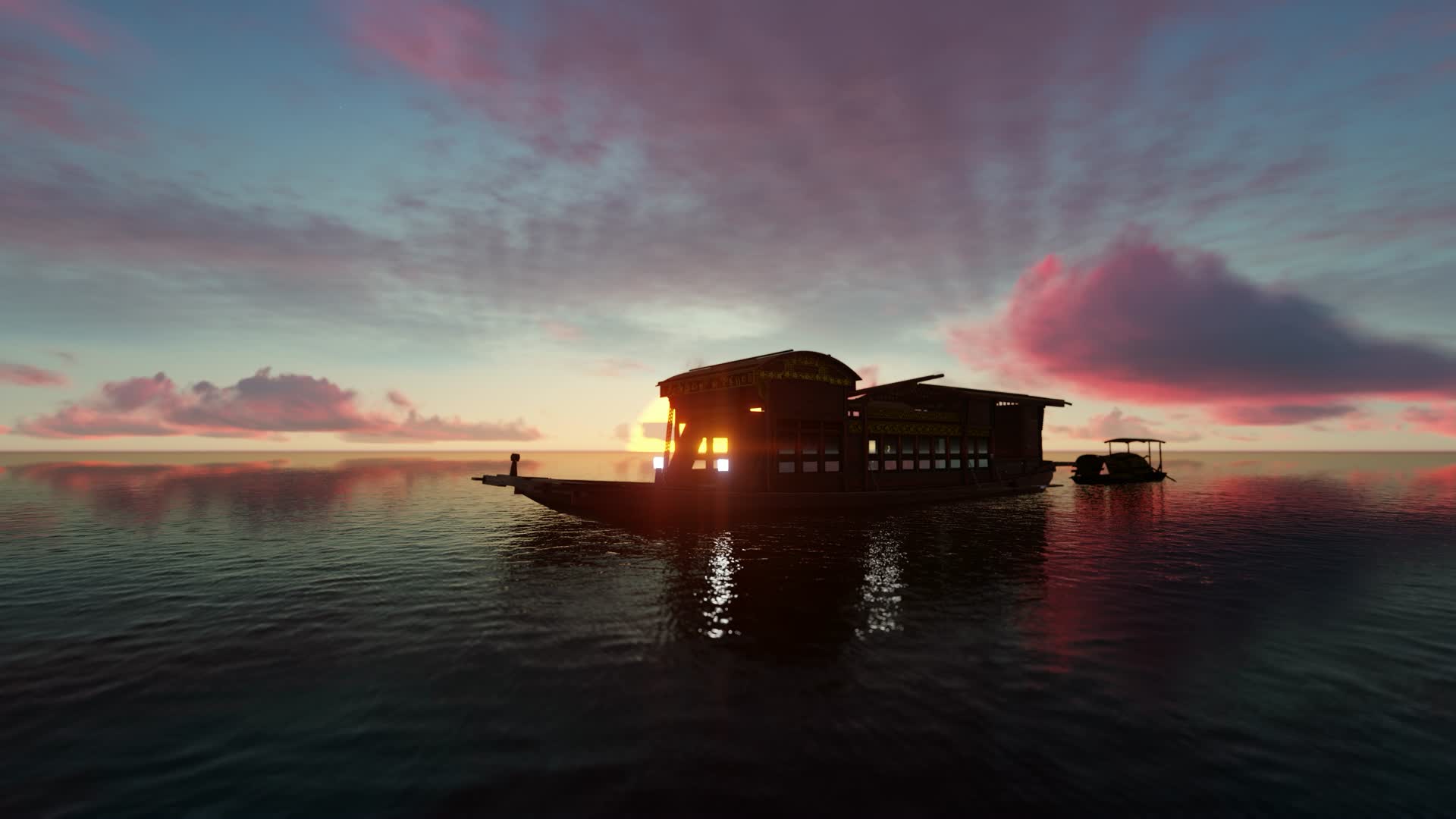 南湖红船清晨日出彩云流动视频的预览图