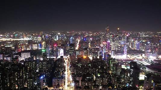 广州珠江新城城市夜空航拍延时镜头视频的预览图