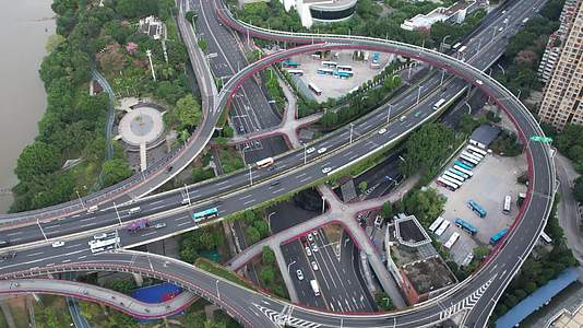 福建福州城市闽江江边大桥高架桥转盘延时摄影风云视频的预览图