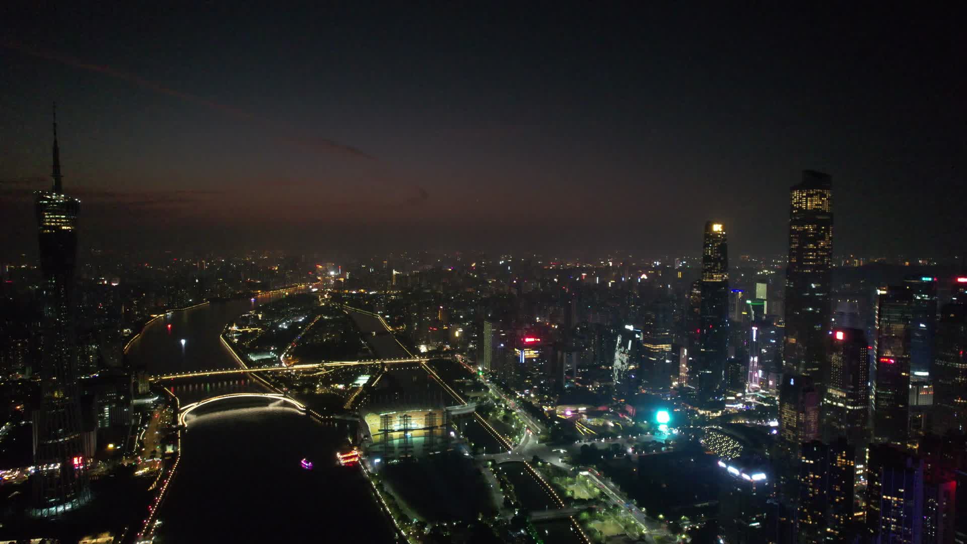 广州城市珠江新城夜景视频的预览图