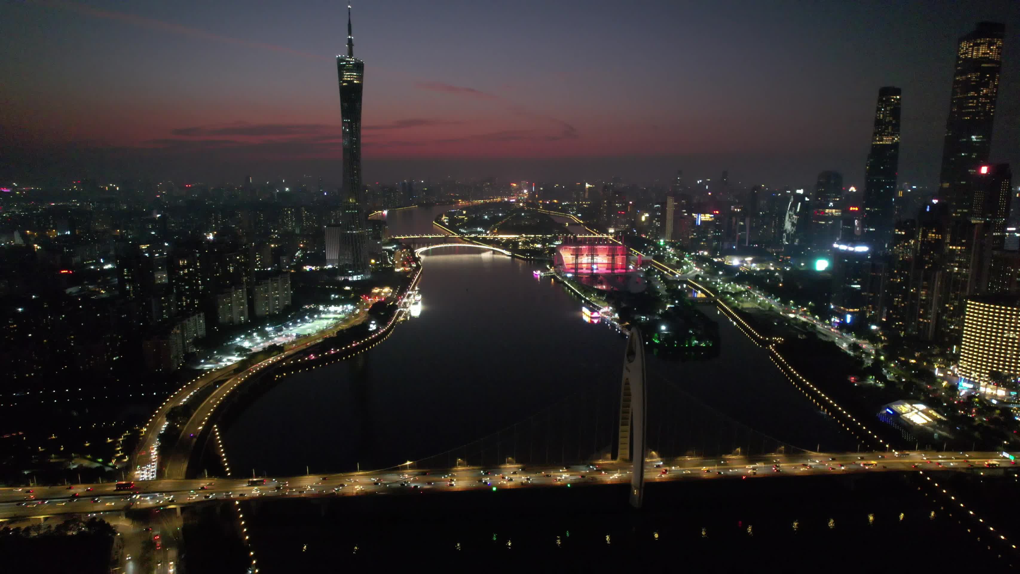 广州城市珠江新城夜景视频的预览图