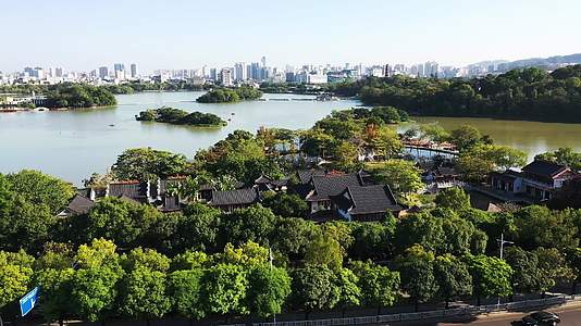 广东惠州西湖风景4K航拍视频视频的预览图