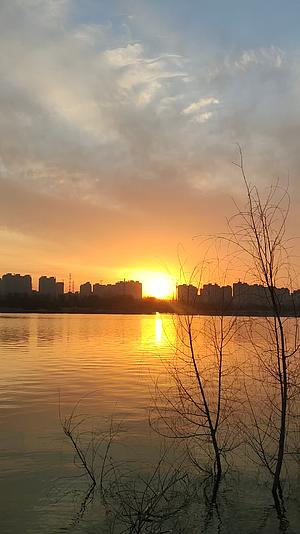 湖边夕阳视频的预览图