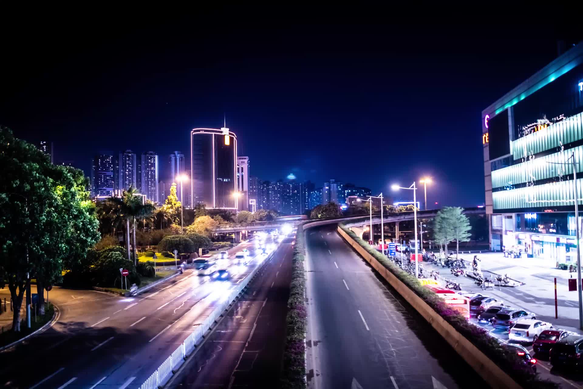 4k广州夜景的车流延时视频视频的预览图
