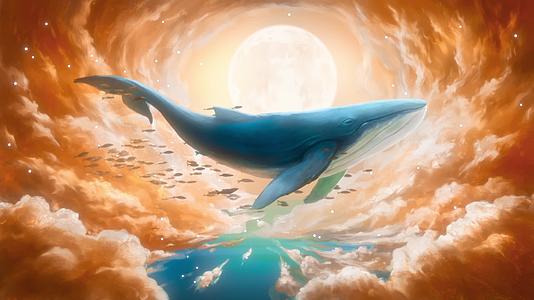 4K国风国潮唯美梦幻幻想梦幻梦境云层鲲鲸鱼舞台舞美视频的预览图