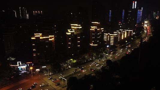 宜昌城市道路建筑夜景航拍视频的预览图