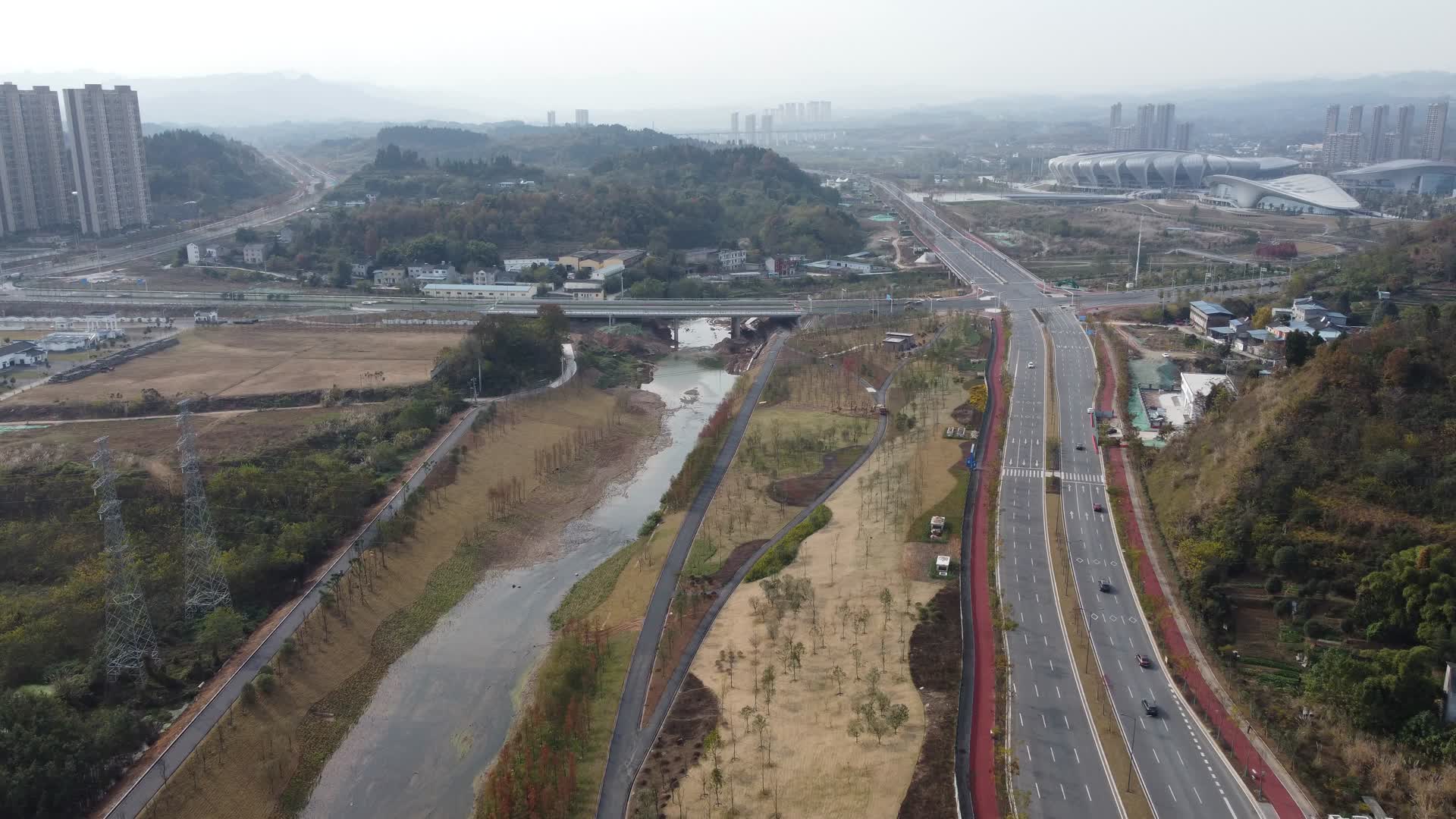 湖北宜昌市道路航拍视频的预览图