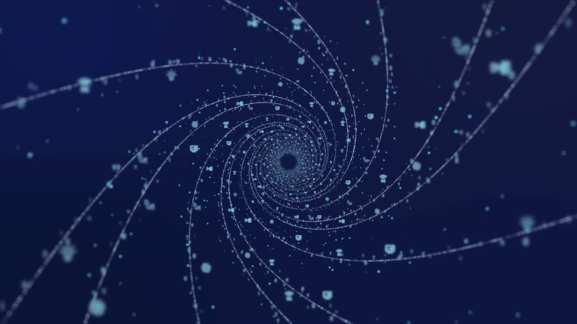 4K常见科技螺旋线粒子图标效果视频的预览图