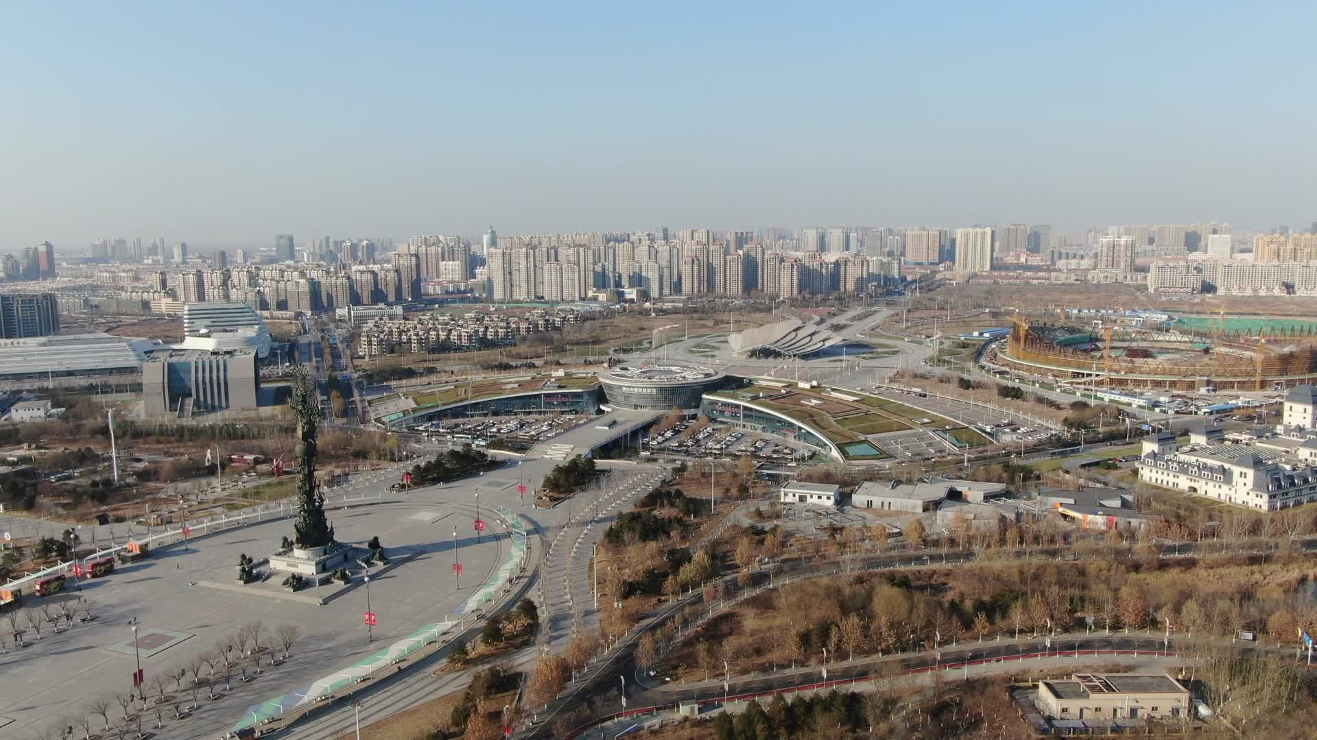 唐山市规划展览馆4K航拍视频的预览图