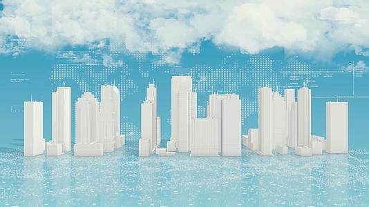 科技城市云层金属字标题视频的预览图