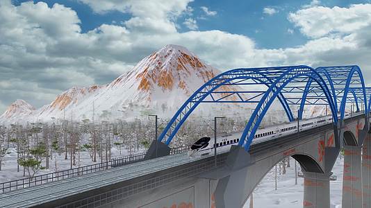 4K雪山和谐号复兴号高铁视频的预览图