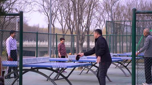公园打乒乓球的老人视频的预览图