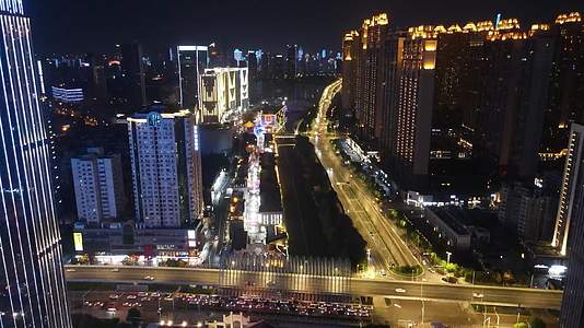 航拍湖北武汉楚河汉街夜景灯光视频的预览图