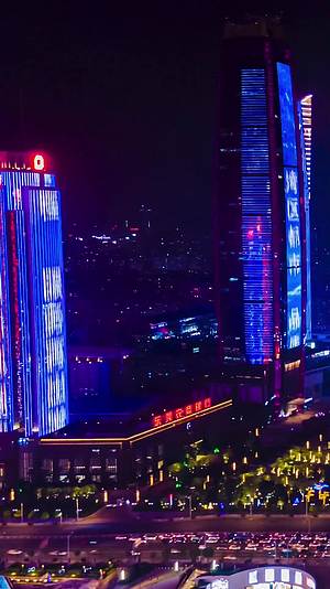 航拍广东东莞国贸夜景延时摄影视频的预览图