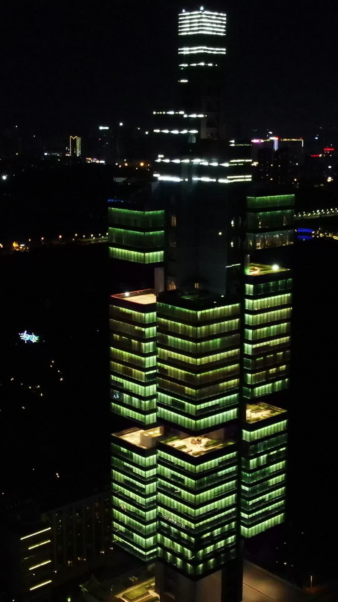 航拍贵州贵阳201大厦夜景竖屏视频的预览图