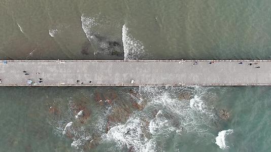 航拍大海海上观光桥视频的预览图