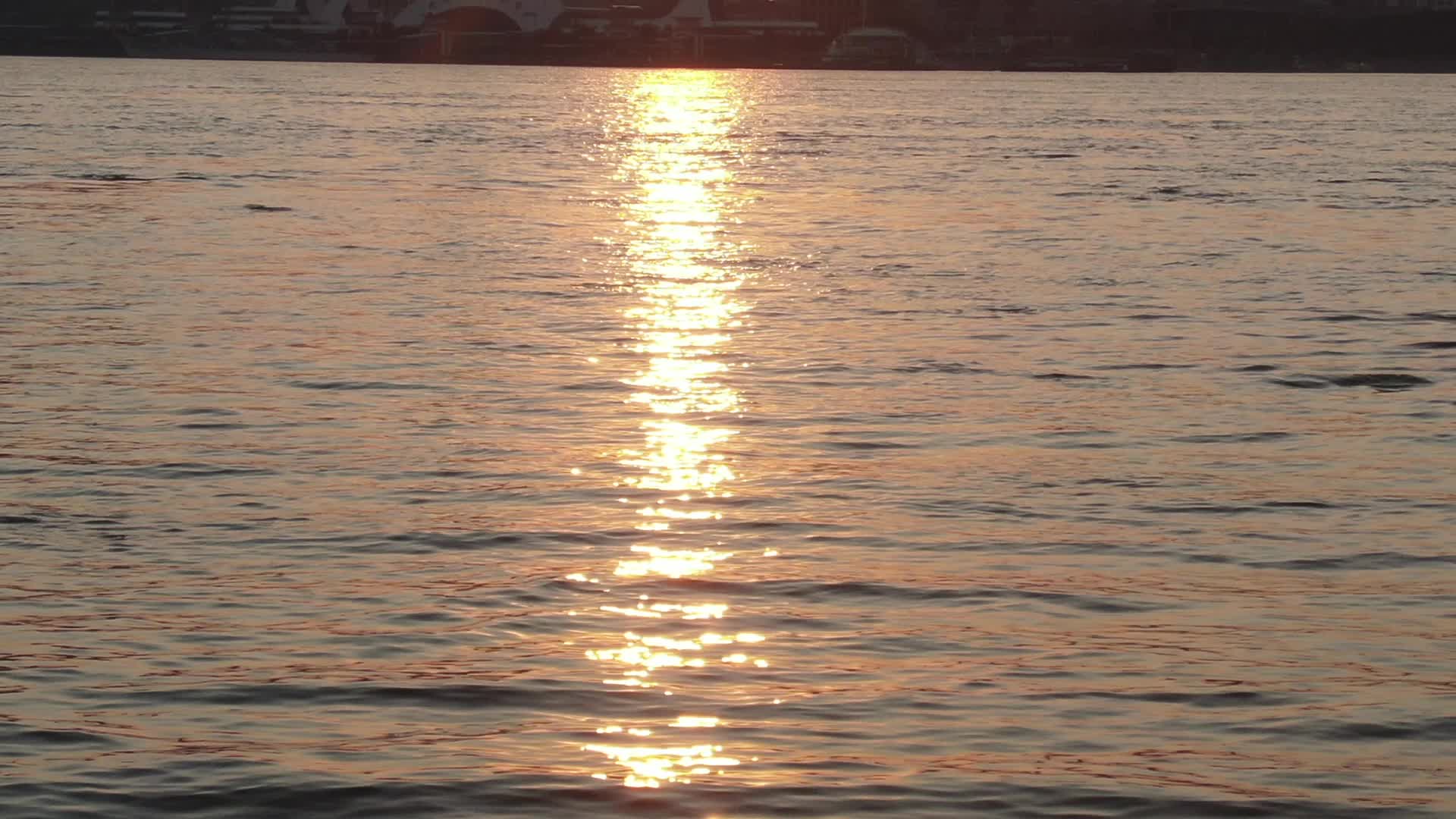 实拍长江水面太阳倒影视频的预览图