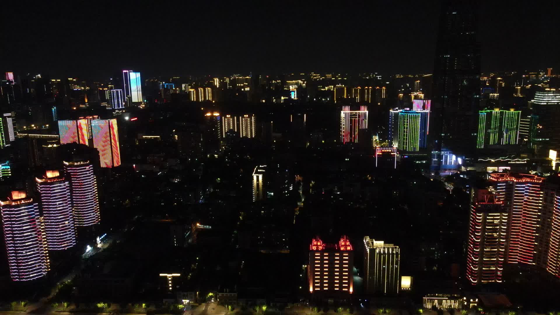 航拍湖北武汉汉口城市建设夜景灯光视频的预览图