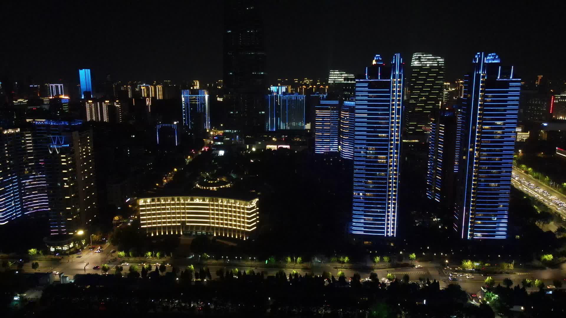 4K航拍湖北武汉汉口夜景灯光视频的预览图