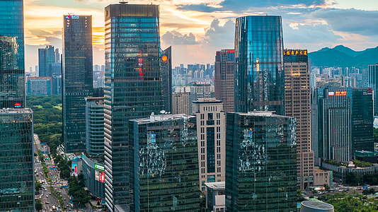 深圳城市高楼延时航拍视频视频的预览图