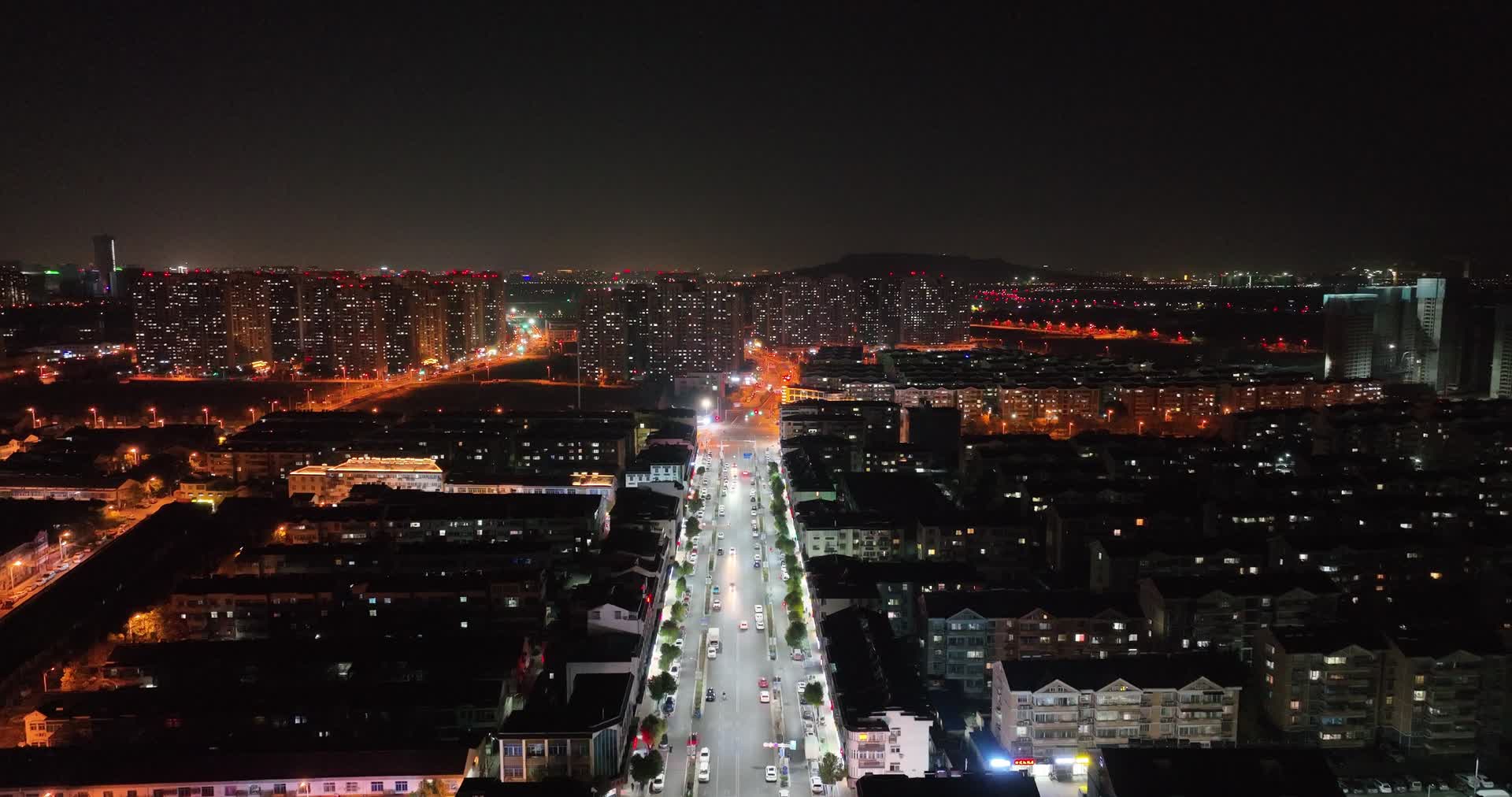 南京江宁秣陵城市夜景街道街景航拍4K实拍视频视频的预览图