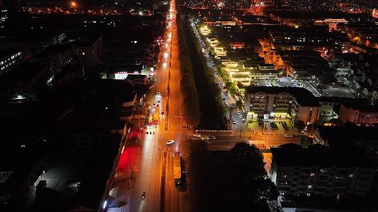 南京江宁秣陵城市夜景道路航拍4K实拍视频视频的预览图