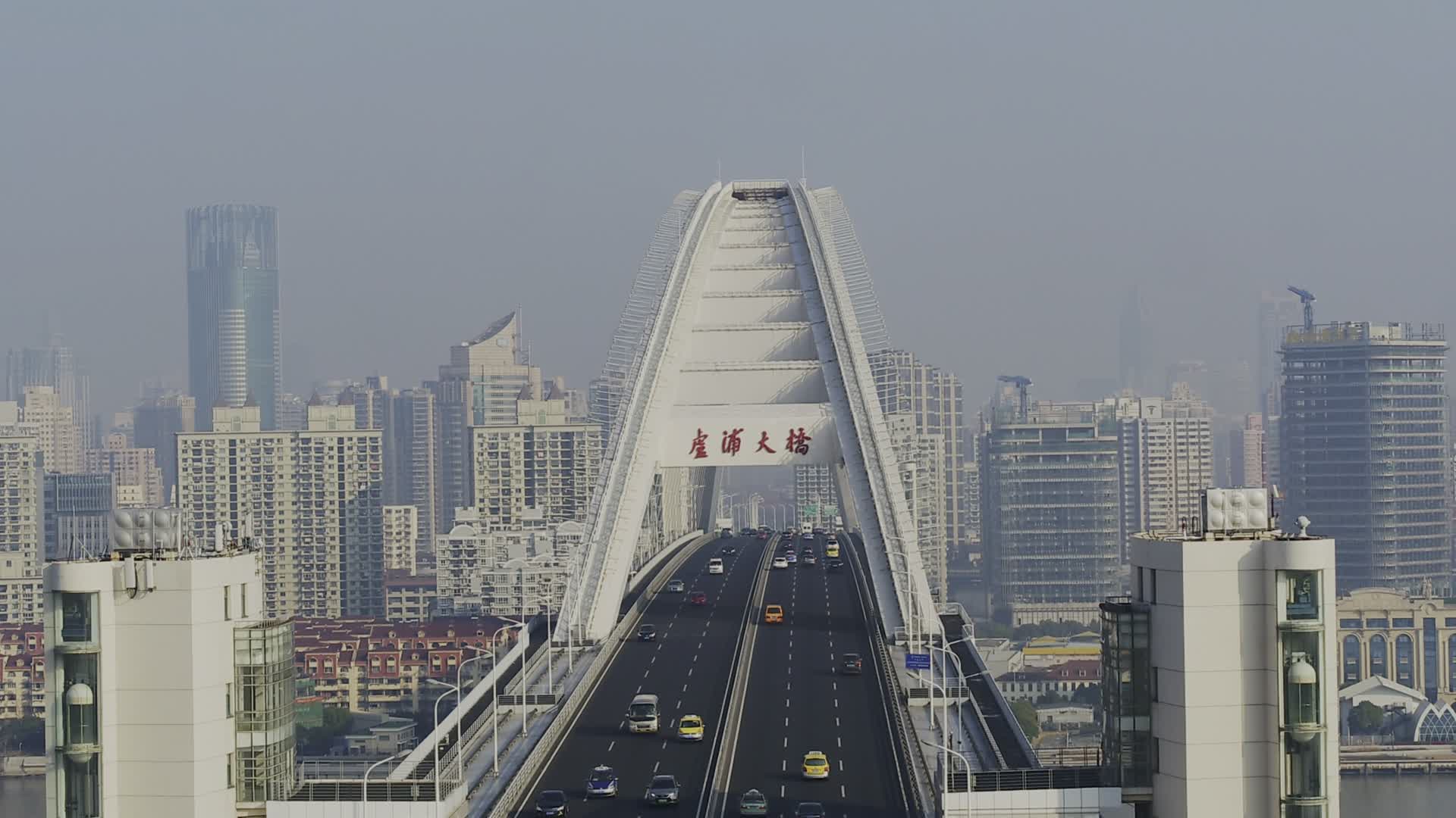 日出上海南浦大桥黄浦江4k视频的预览图