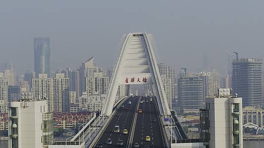 日出上海南浦大桥黄浦江4k视频的预览图