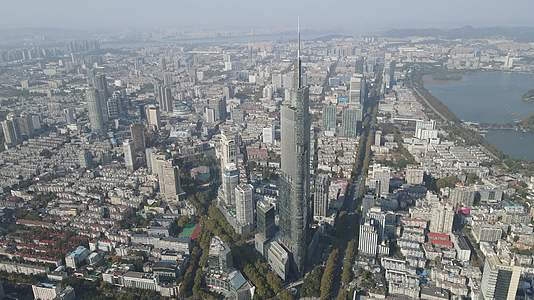 航拍江苏南京紫峰大厦地标建筑视频的预览图