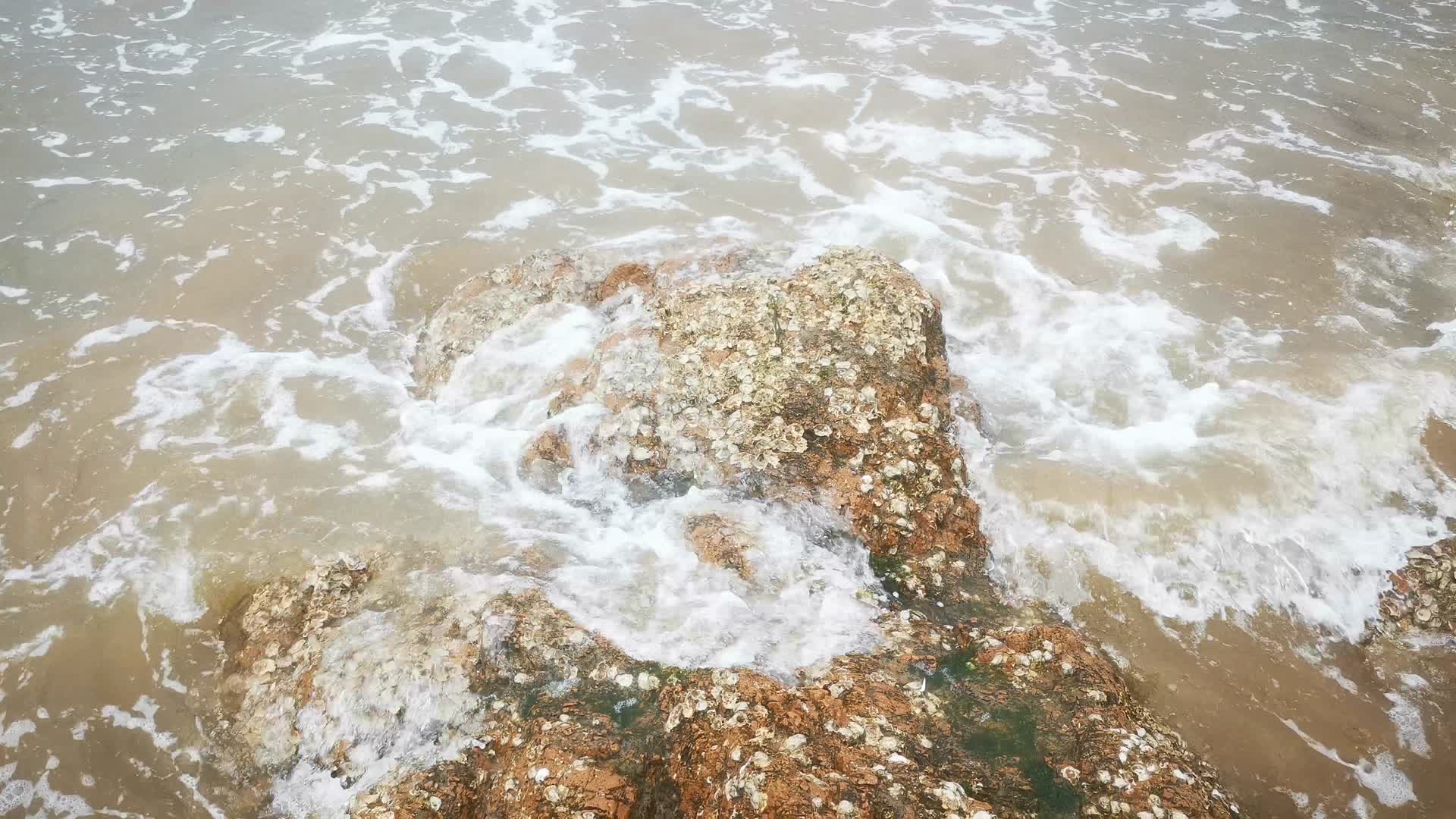 实拍大海海浪沙滩礁石视频的预览图